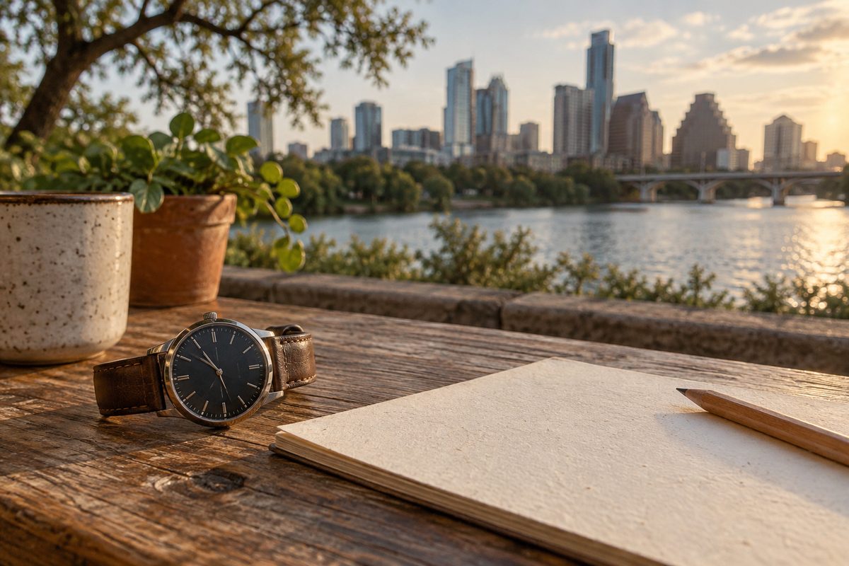 Everyday watch beside blank oat paper